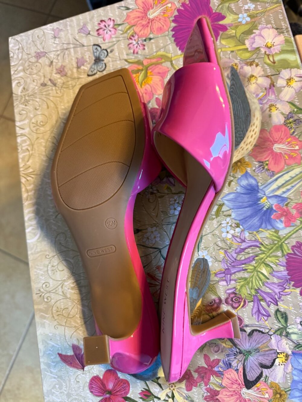 Pink Patent Nine West Luvlie Kitten Heeled Slide Sandals - Picture 3 of 5